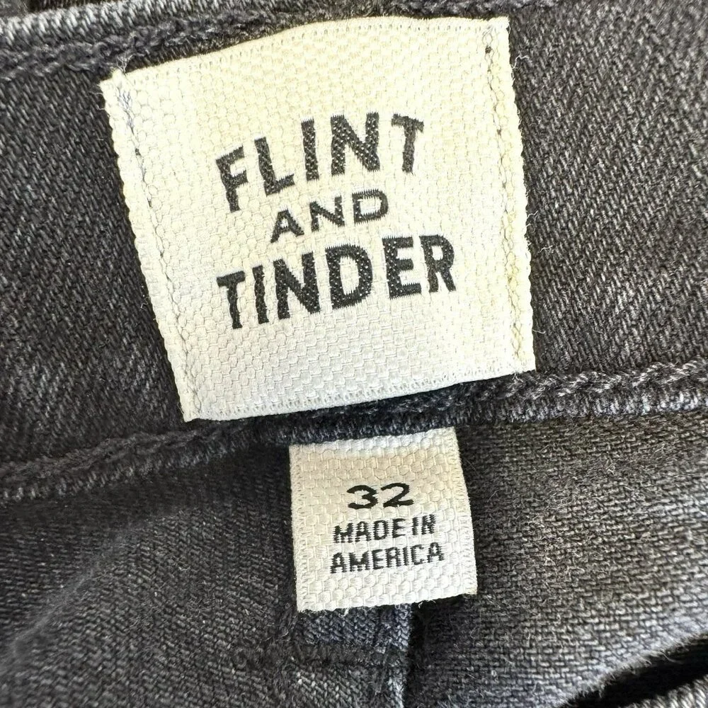 Flint And Tinder Slim Fit Tapered Denim Jeans Black Mens Size 32x32 Made in USA